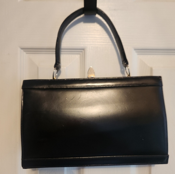 Dofan Licorice Black Handbag Vintage Made In France Leather - Picture 1 of 10